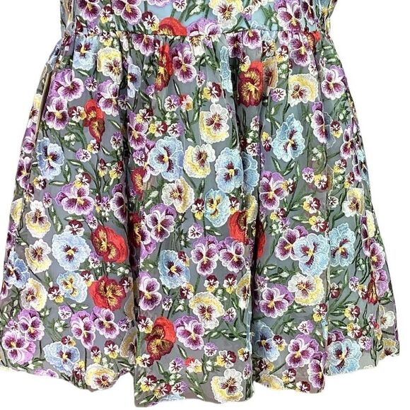 Jessakae Fit Flare Dress Women 3X Blue Multi Ava Floral Embroidery Sleeveles NEW - Picture 3 of 12